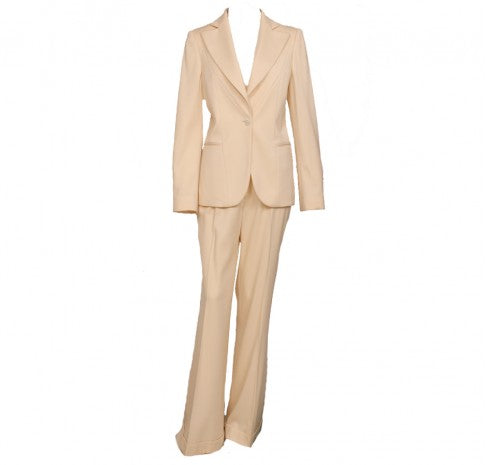 Cream Skinny Suit Trousers  New Look